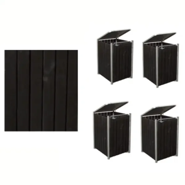 Hide Wood Black skraldespandsskjuler til 4 x 240L  eksklusiv og funktionel affaldslsning