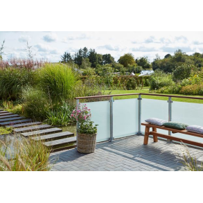 Glashegn inkl. 4 glasbeslag, 8mm lamineret frosted glas 90x91cm - model Frosted 