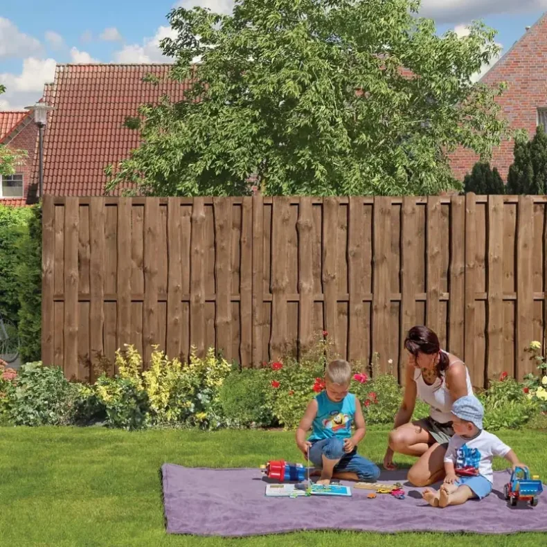 Kalmar lodret plankevrk 90x180cm i brun trykimprgnering - model Skibby