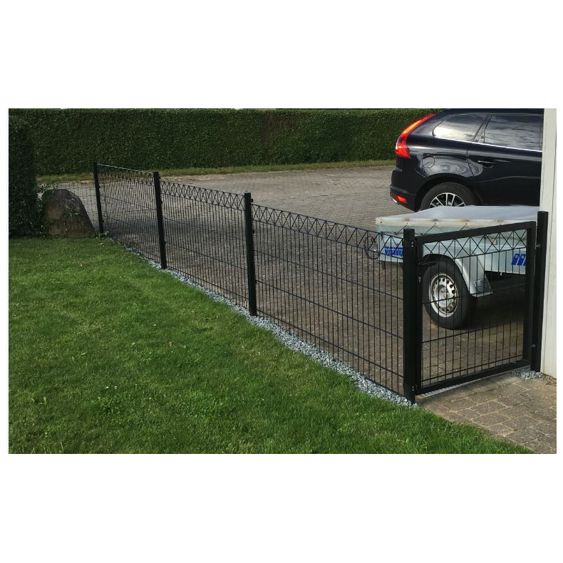 Sort panelhegn med X dekoration 200x100cm - model Gilleleje