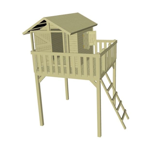 Slvklasse: Maxi legehus p stolper 1,8m2 + terrasse