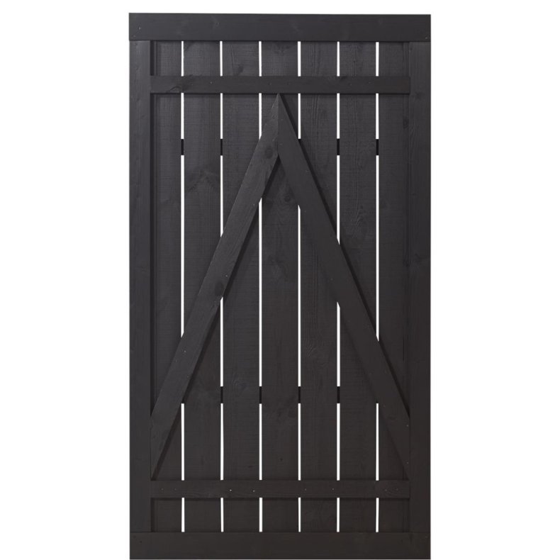 Rustik plankelge i grundmalet sort 100x180cm (BxH)