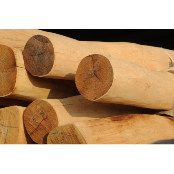 Robinie afbarket og pudset stolpe 12-14cm 300cm