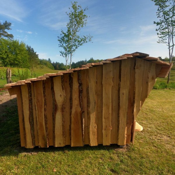 Hjemsted Premium danskproduceret shelter til 6 personer med front - i lrk