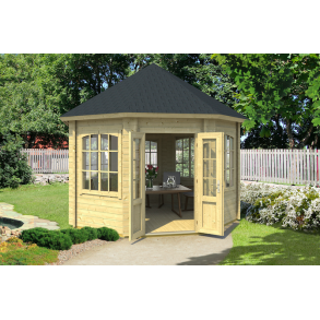 Jerslev 8-kantet pavillon p 9,5m2 inkl. 7 vinduer