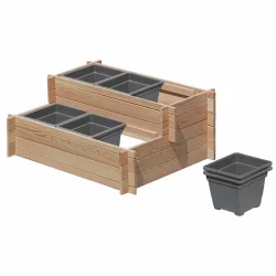 Smart hjbed udformet som plantetrappe (2x3) i lrk 110x80x45cm (BxDxH)
