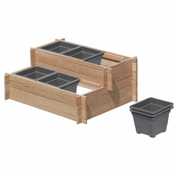 Smart hjbed udformet som plantetrappe (2x3) i lrk 110x80x45cm (BxDxH)