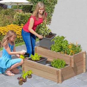 Smart hjbed udformet som plantetrappe (2x3) i lrk 110x80x45cm (BxDxH)