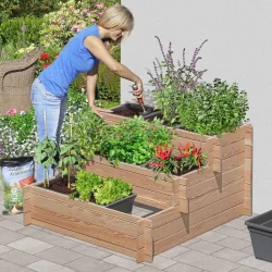 Smart hjbed udformet som plantetrappe (3x3) i lrk 110x114x63cm (BxDxH)