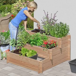 Smart hjbed udformet som plantetrappe (3x3) i lrk 110x114x63cm (BxDxH)