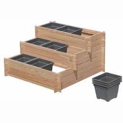 Smart hjbed udformet som plantetrappe (3x3) i lrk 110x114x63cm (BxDxH)