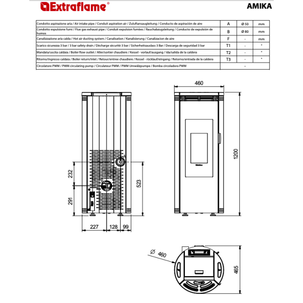 Amika pilleovn 8 kW  slank, stjsvag og stilren opvarmning til op til 150 m