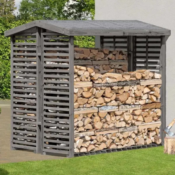 Brndeskur model 4 i gr trykimprgneret tr  uden bagvg