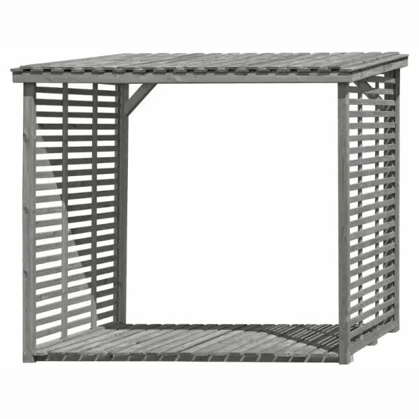 Brændeskur model XL i grå trykimprægneret træ – rummelig og stilren opbevaring uden bagvæg