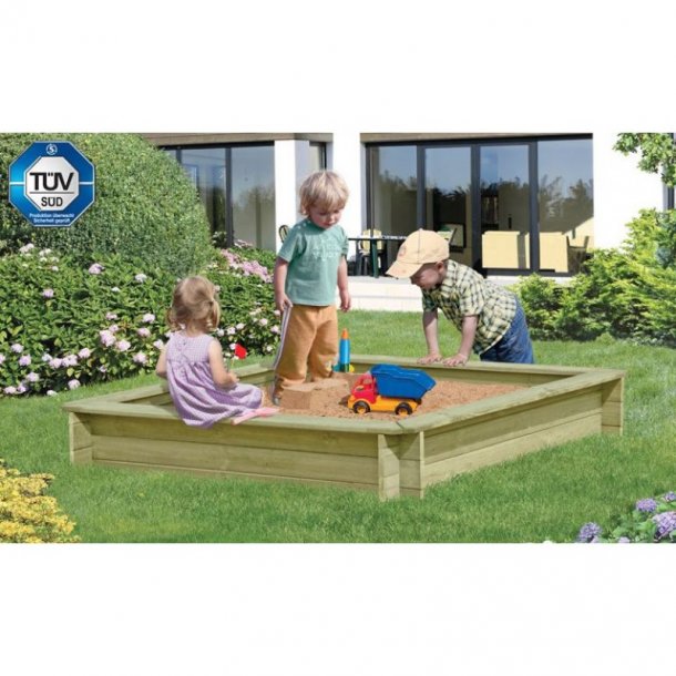Sandkasse 150x150x25cm inkl. plast afdkning