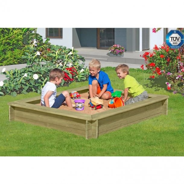 Sandkasse XL 180x180x30 inkl. plast afdkning