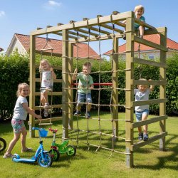 Multifunktionelt LEO Klatrestativ med Net, Reb &amp; Monkey Bars