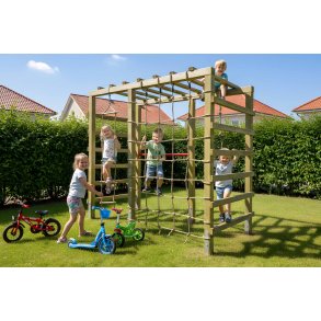 Multifunktionelt LEO Klatrestativ med Net, Reb & Monkey Bars