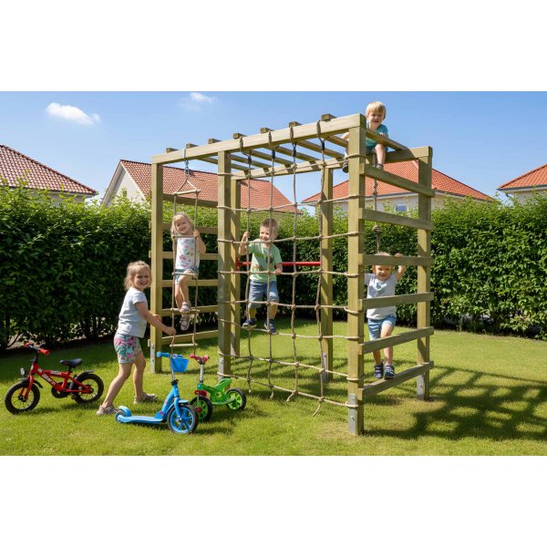 Multifunktionelt LEO Klatrestativ med Net, Reb &amp; Monkey Bars