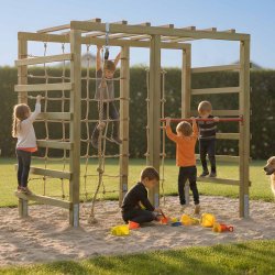 Multifunktionelt LEO Klatrestativ med Net, Reb &amp; Monkey Bars