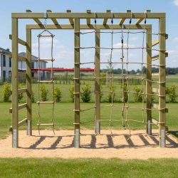 Multifunktionelt LEO Klatrestativ med Net, Reb &amp; Monkey Bars