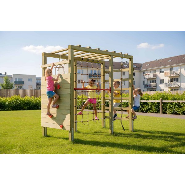 Adventure klatret�rn med net, klatrev�g og armgang