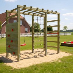 PlayActive klatrestativ med gynge, klatrev�g og net