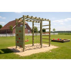 PlayActive klatrestativ med gynge, klatrev�g og net