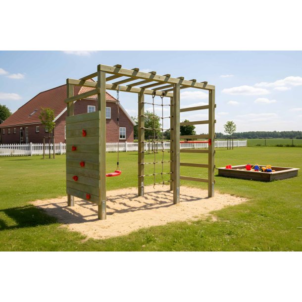 PlayActive klatrestativ med gynge, klatrev�g og net