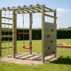 PlayActive klatrestativ med gynge, klatrev�g og net