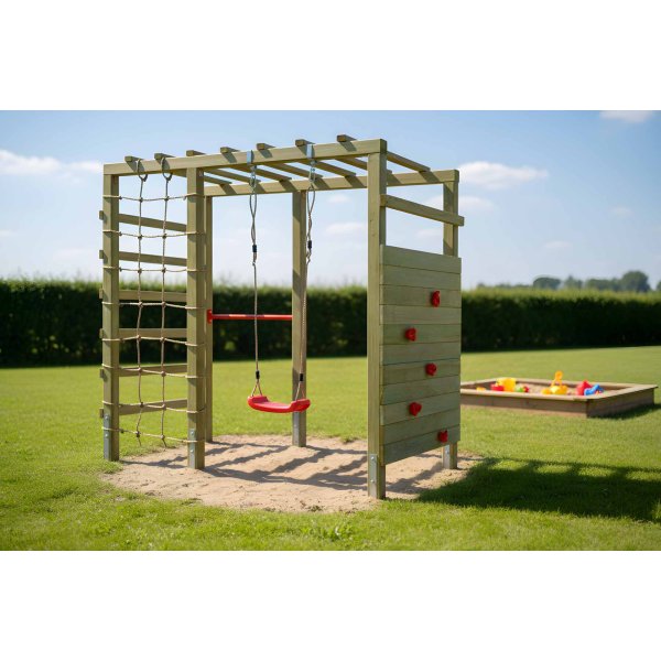 PlayActive klatrestativ med gynge, klatrev�g og net