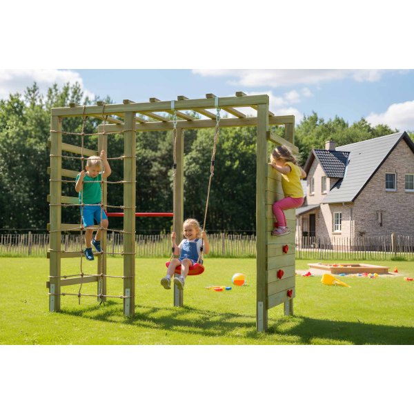 PlayActive klatrestativ med gynge, klatrev�g og net