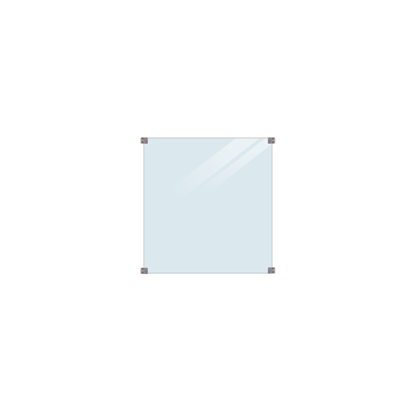 Glashegn inkl. 4 runde beslag, 6mm hrdet klart glas 90x91cm (BxH)