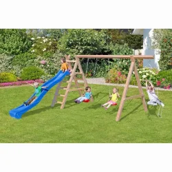 Gyngestativ Harry i lrketr med rutsjebane, klatrereb og gynger