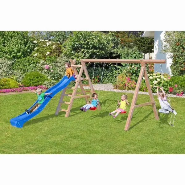 Gyngestativ Harry i lrketr med rutsjebane, klatrereb og gynger