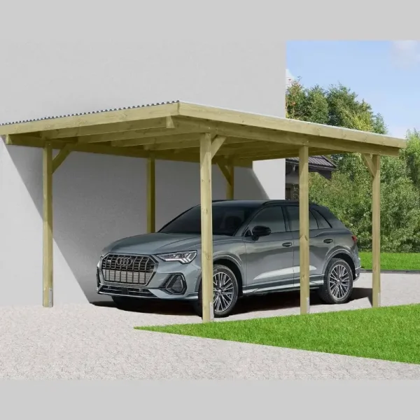 Slvklasse: Jmkiil Standard enkelt carport med fladt tag 303x505cm (BxL)