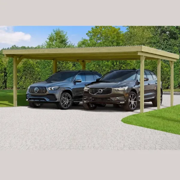 Slvklasse: Jmkiil dobbeltcarport med fladt tag model "Ola" 603x505cm (BxL)