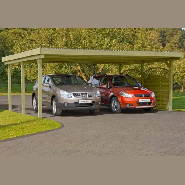 Slvklasse: Jmkiil dobbeltcarport med fladt tag model "Ola" 603x505cm (BxL)