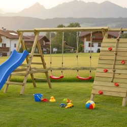 Max Plus Gyngestativ med Klatrev�g, Rutsjebane &amp; Reb