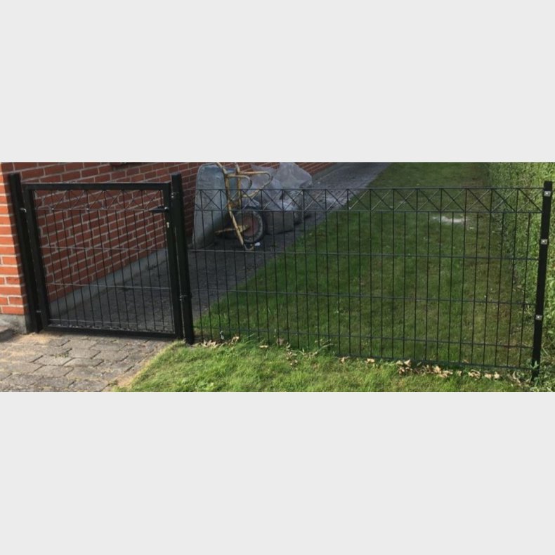 Panelhegn med X dekoration i sort 200x80cm - model Gilleleje