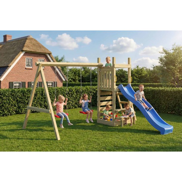 Piccoo Play+ leget�rn med gynger, klatrev�g og picnicbord