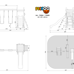 Piccoo Pro leget�rn med gynger, klatrenet, klatrev�g og picnicbord