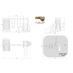 Piccoo Pro leget�rn med gynger, klatrenet, klatrev�g og picnicbord