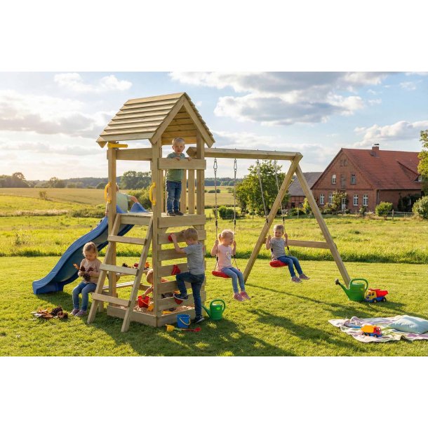 Kidoo Play+ leget�rn med gynger, klatrev�g, teleskop og picnicbord