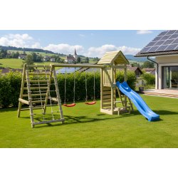 Kidoo Pro leget�rn med gynger, klatrenet, klatrev�g, teleskop og picnicbord