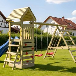 Kidoo Pro leget�rn med gynger, klatrenet, klatrev�g, teleskop og picnicbord