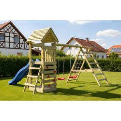 Kidoo Pro leget�rn med gynger, klatrenet, klatrev�g, teleskop og picnicbord