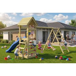 Kidoo Pro leget�rn med gynger, klatrenet, klatrev�g, teleskop og picnicbord
