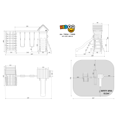 Kidoo Pro leget�rn med gynger, klatrenet, klatrev�g, teleskop og picnicbord