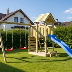 Lunoo Play+ leget�rn med gynger, klatrev�g, teleskop, rat og picnicbord